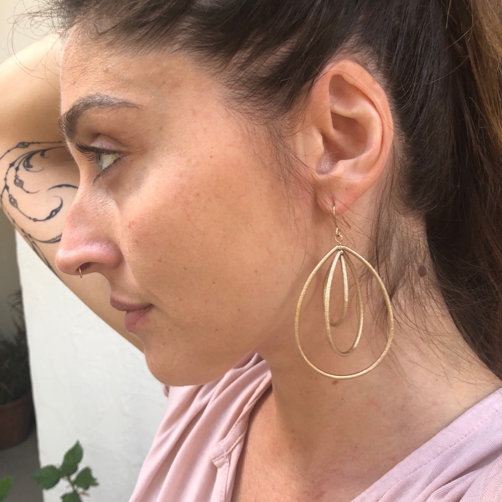 Textured Gold Multi Loop Earrings - image 3